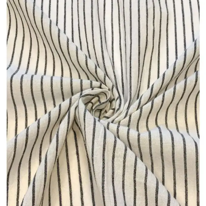 Tessuto tinto a righe ecrù e nero