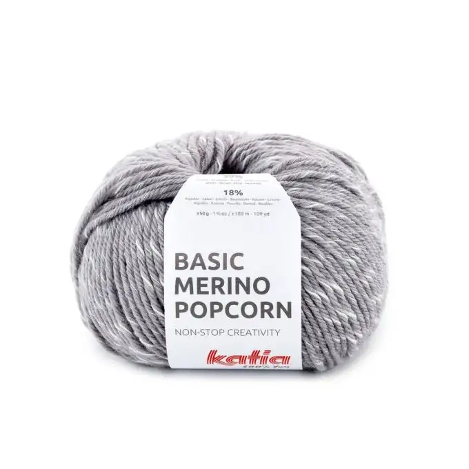 Pelote di lana Katia Merino popcorn grigio e bianco n° 103