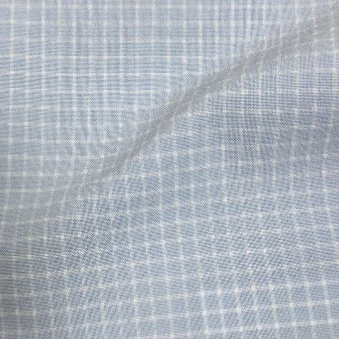 Tessuto cotone poliestere piccoli quadretti blu cielo