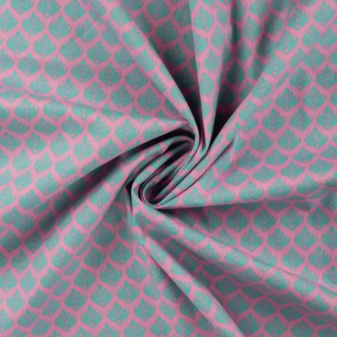 Tessuto popeline di cotone stampato piccolo geo rosa