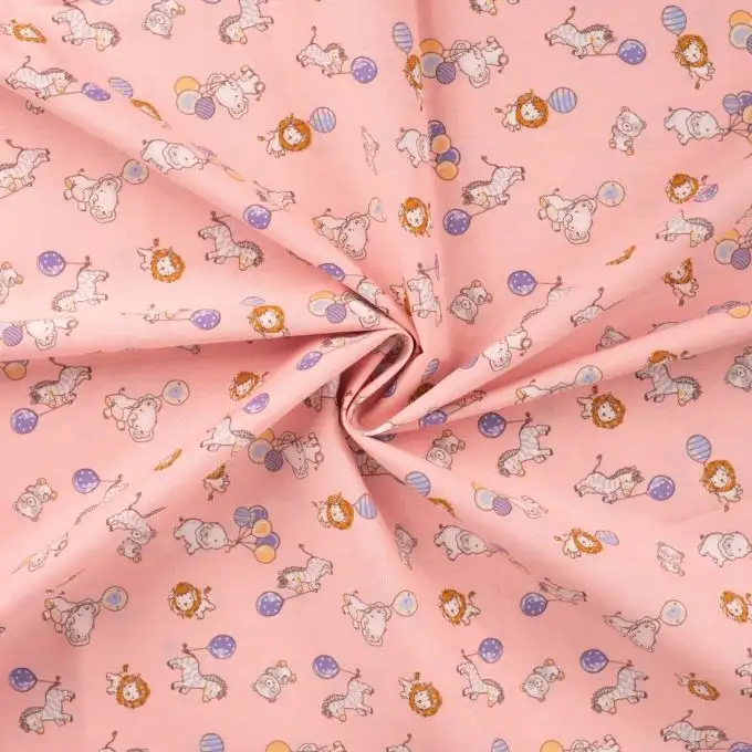 Tessuto popeline di cotone stampato bel giocattolo rosa