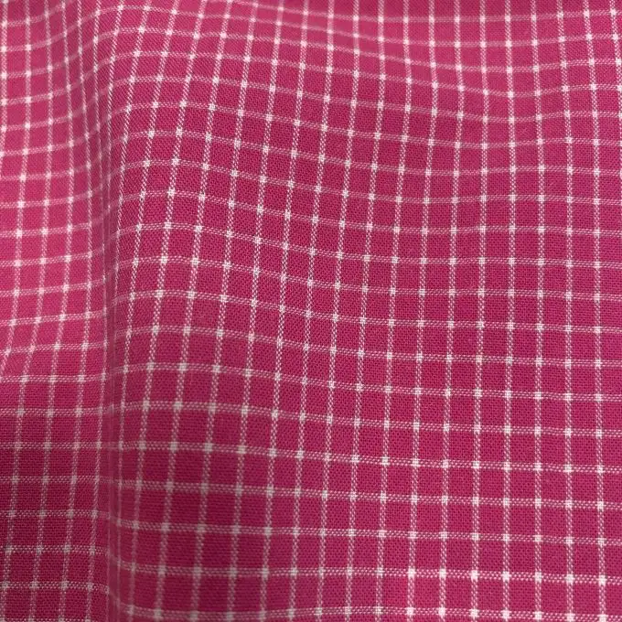 Tessuto cotone poliestere piccoli quadretti rosa fucsia
