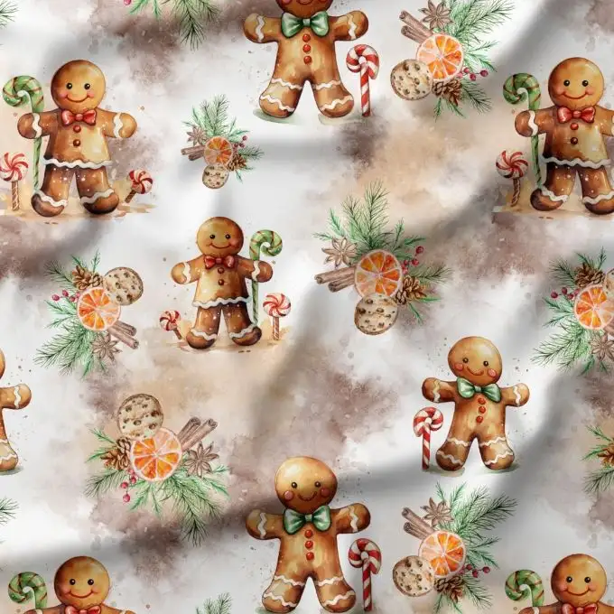 Tessuto di cotone stampato Pan di Zenzero – Certificato Oeko-Tex®