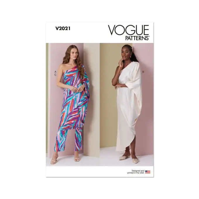 Modello Vogue V2021A Donna Abito monospalla e pantaloni 36 a 50