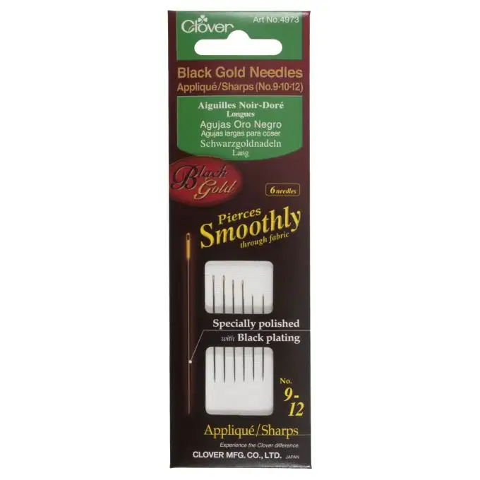 Aghi applicati Sharps n° 9-12 oro e nero x6 - Clover