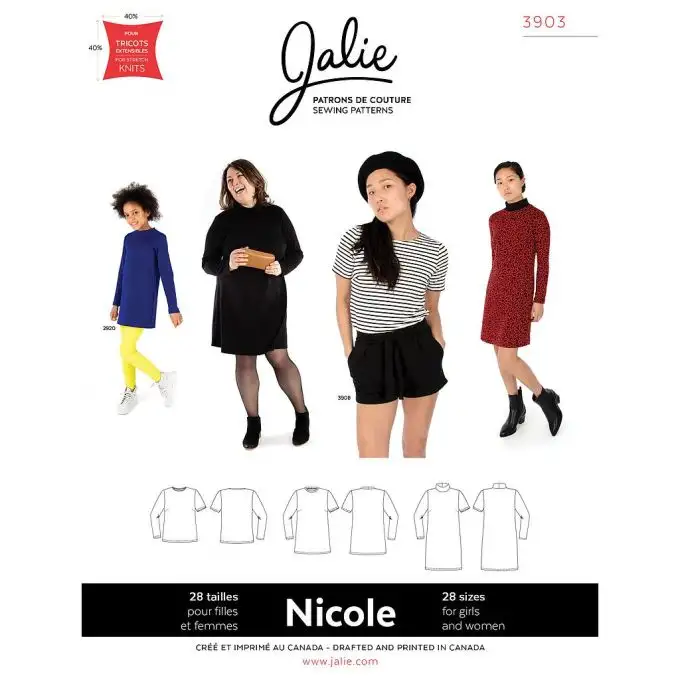 Modello Jalie 3903 Nicole abito tunica e maglietta per bambino e adulto
