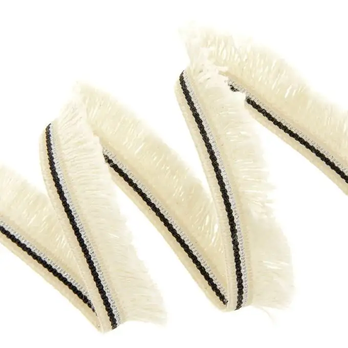 Frange mini lurex ecru argento 15mm