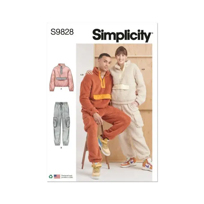 Patron Simplicity S9828.A - Felpa e pantaloni unisex 34 a 52