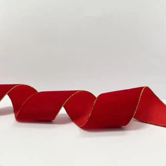 nastro velluto lurex 38mm rosso dorato