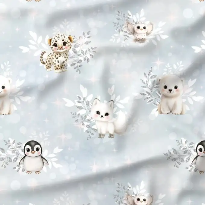 Tessuto Arctic Animals – Motivo animali artici per bambini – Certificato Oeko-Tex®