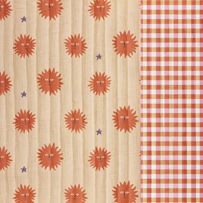 Tessuto trapuntato cotone sole mistico dritto e rovescio mini vichy multicolore