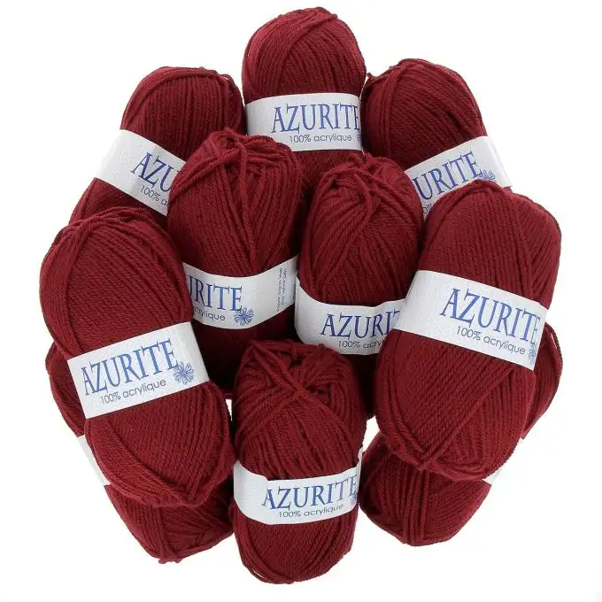 Set di 10 gomitoli di filato Azurite 50g 100% acrilico - Col. 3025 Rosso scuro