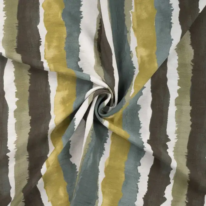 Tessuto viscosa stampato righe astratte verde