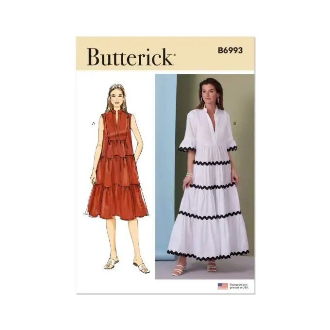 Modello Butterick B6993K5 Donna Abito ampio collo alto taglia 36 44