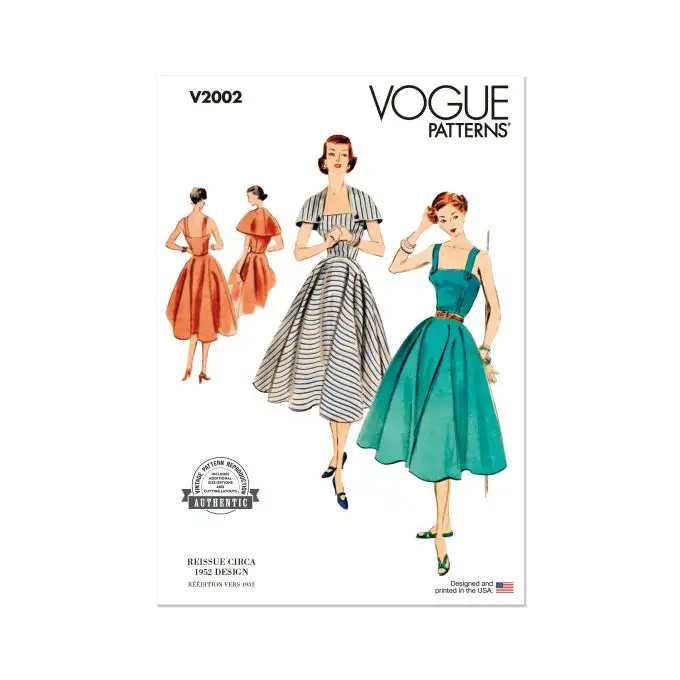 Modello Vogue V2002Y5 Donna Abito mini mantella 46 a 54