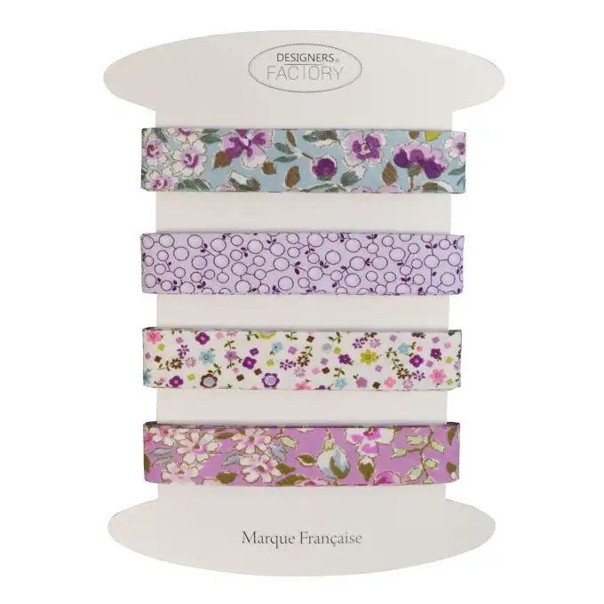 Set di 4 Nastri in sbieco in cotone stampato - 2 metri per colore (Set B)