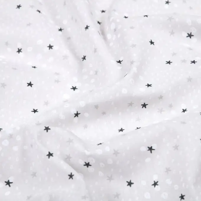 Tessuto cotone 52 fili stampato piccole stelle naturale