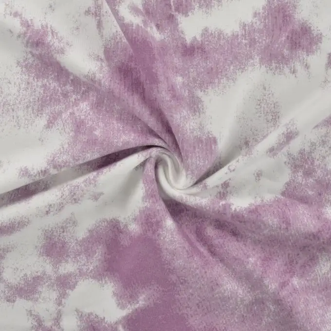 Tessuto french terry stampato tie and dye viola