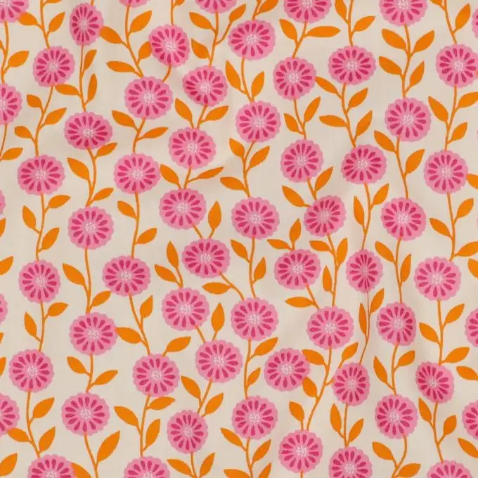 Tessuto popeline multi fiorellini rosa e ecru - Poppy Fabrics