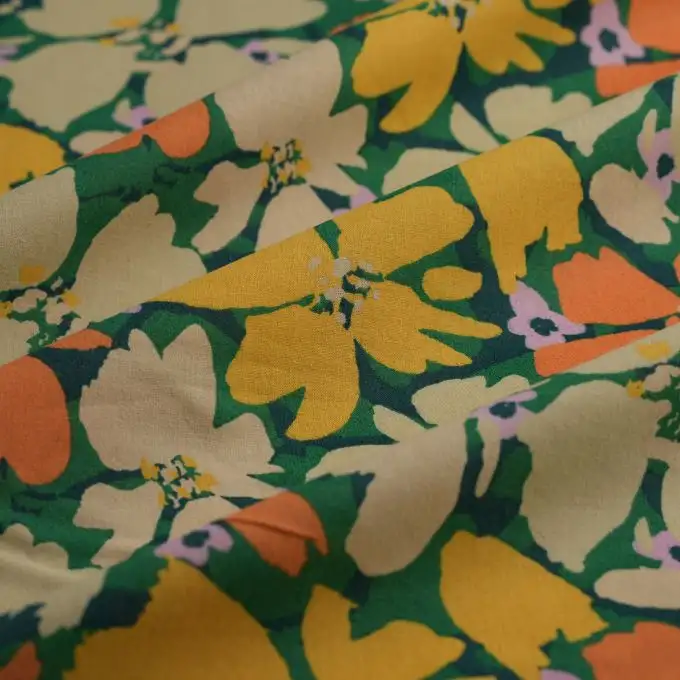 Tessuto cretonne fiori bold multicolore