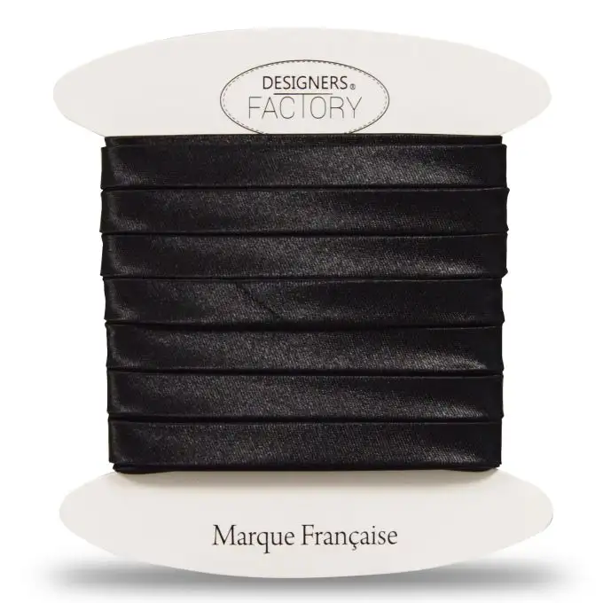 Nastri in sbieco di raso nero 9mm - 5 metri - designers-factory