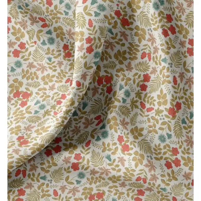 Tessuto cretonne stampato dolce fiore ocra ecru
