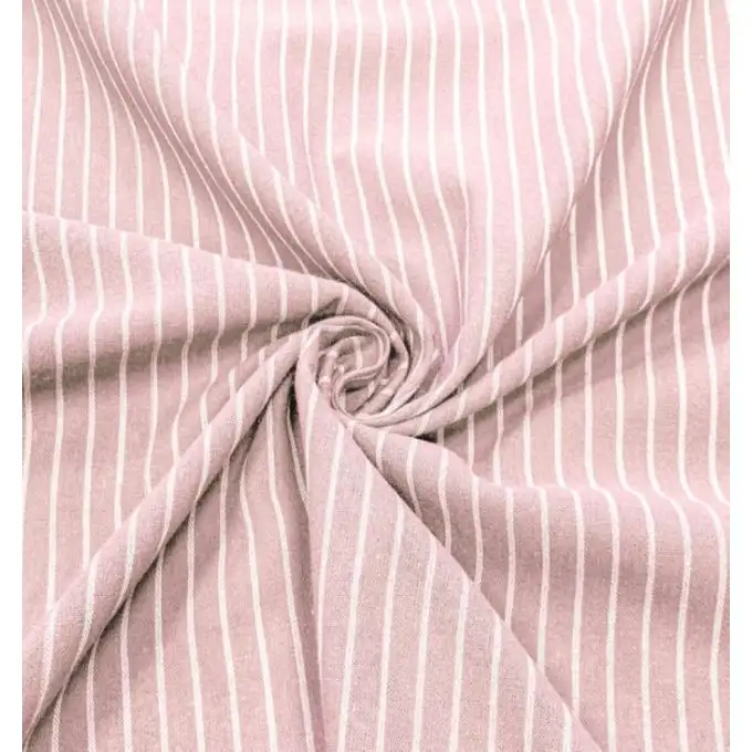 Tessuto tinto a righe ecrù e rosa