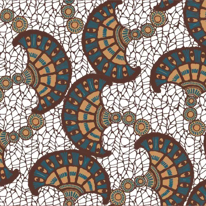 Tessuto viscosa chally stampato mosaico ecru