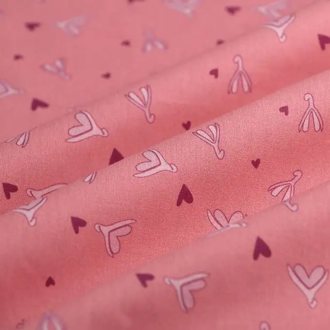 Tessuto cotone spesso cuore clito rosa