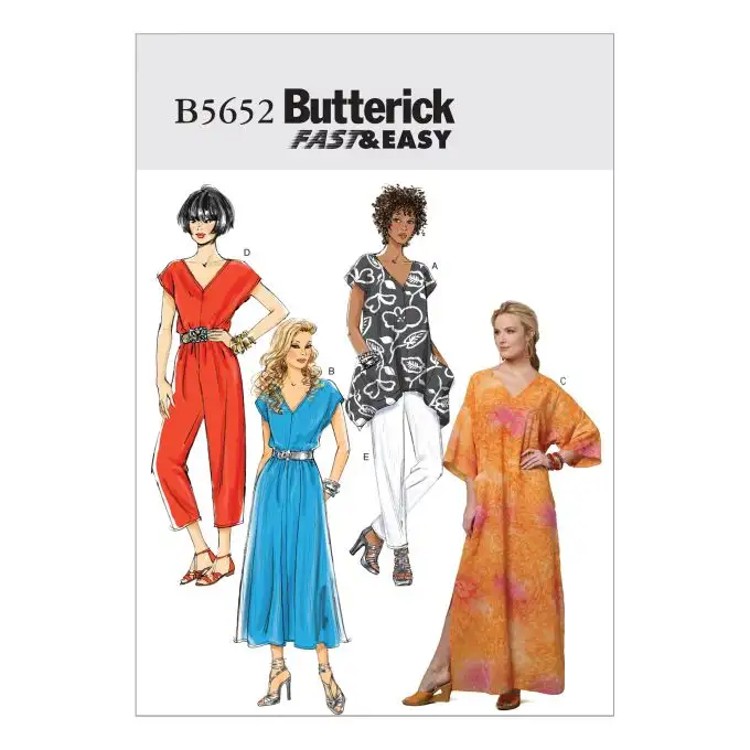Modello Butterick B5652ZZ Top Abito Caftano e tuta Donna 44-54
