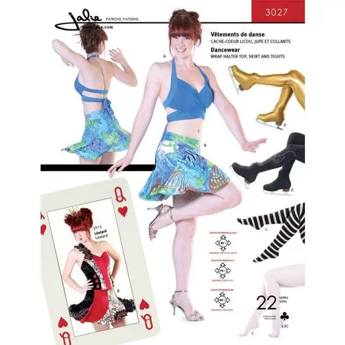 Modello Jalie 3027 Gonna a spirale collant e top annodato per bambino e adulto