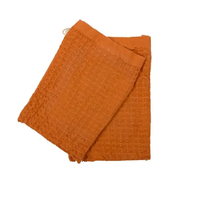 Set di 2 guanti da bagno a nido d'ape marrone