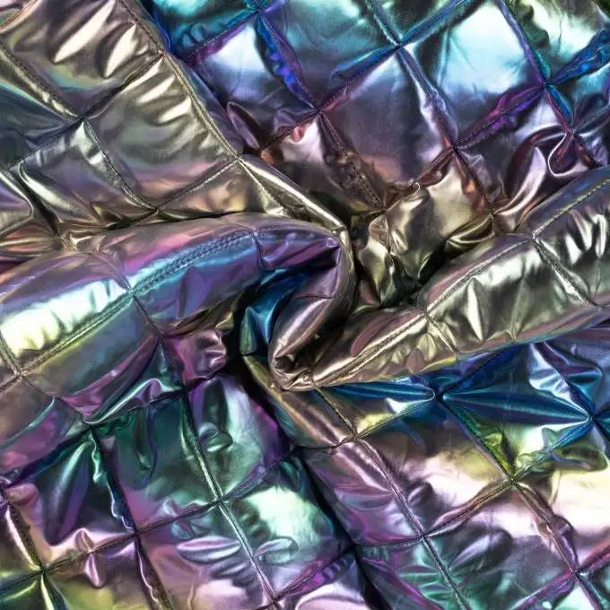 Tessuto trapuntato stampato rombo olografico