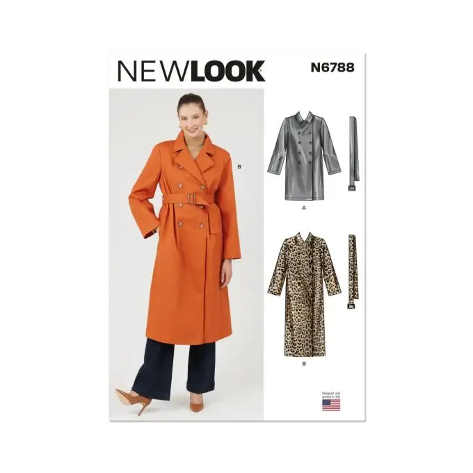 Modello New Look N°6788 cappotto trench due lunghezze cintura per giovani donne XS a XXL