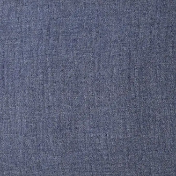 Tessuto in doppia garza misto bio blu medio