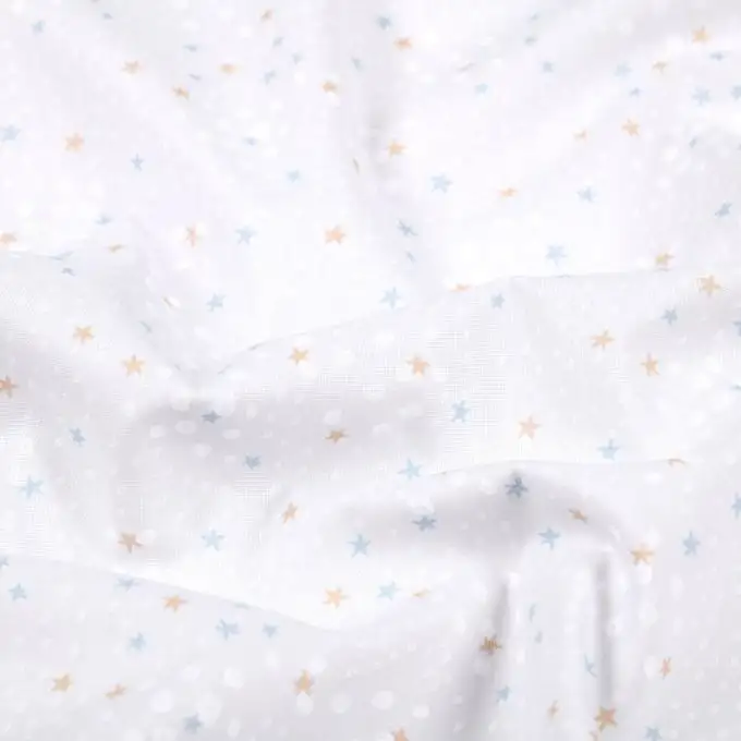 Tessuto cotone 52 fili stampato piccole stelle perla