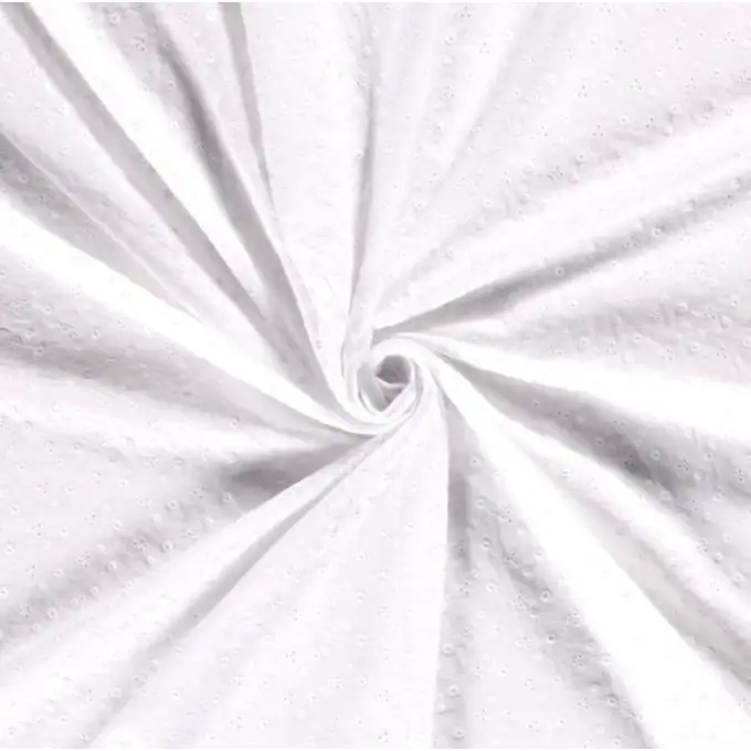 Tessuto cotone ricamo inglese farandole fiorito