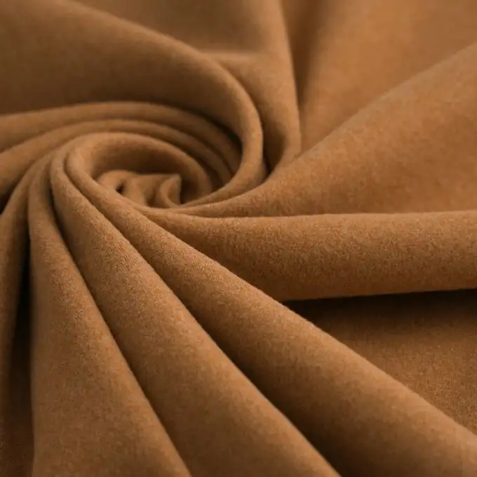 Tessuto jersey poliestere spazzolato cammello