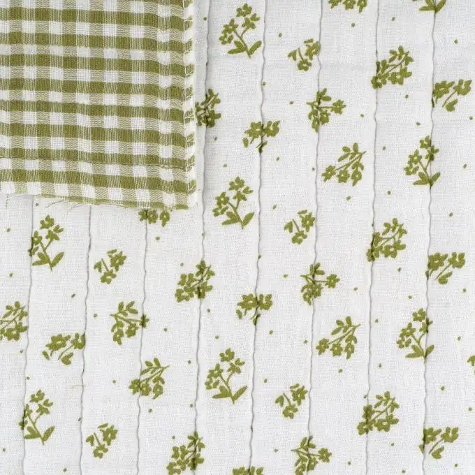 Tessuto trapuntato doppio garza bouquet kaki ritiro lav 5%