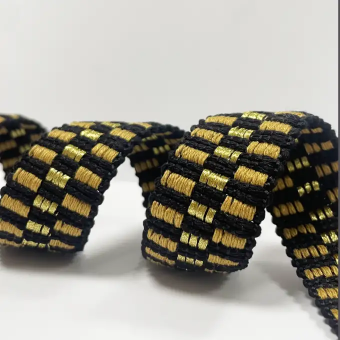 Cinghia damier lurex oro 30mm