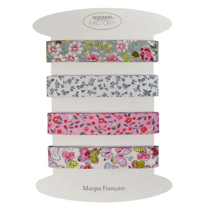 Set di 4 Nastri in sbieco in cotone stampato - 2 metri per colore (Set I)