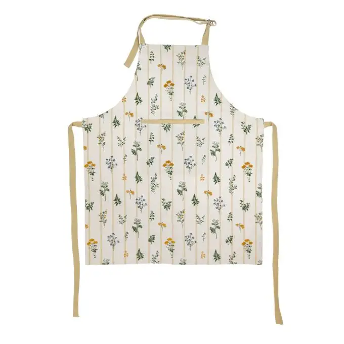 Grembiule a righe e fiori ecru