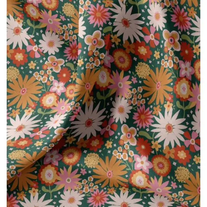 Tessuto rivestito maxi fiore verde