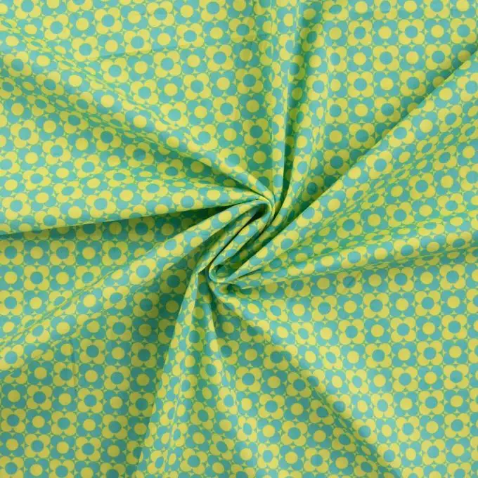 Tessuto popeline di cotone stampato fiore astratto retrò verde