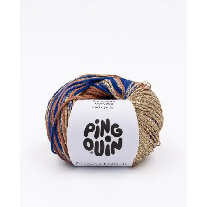 Pelota di filato da maglia Magic blu marrone dorato - Pingouin