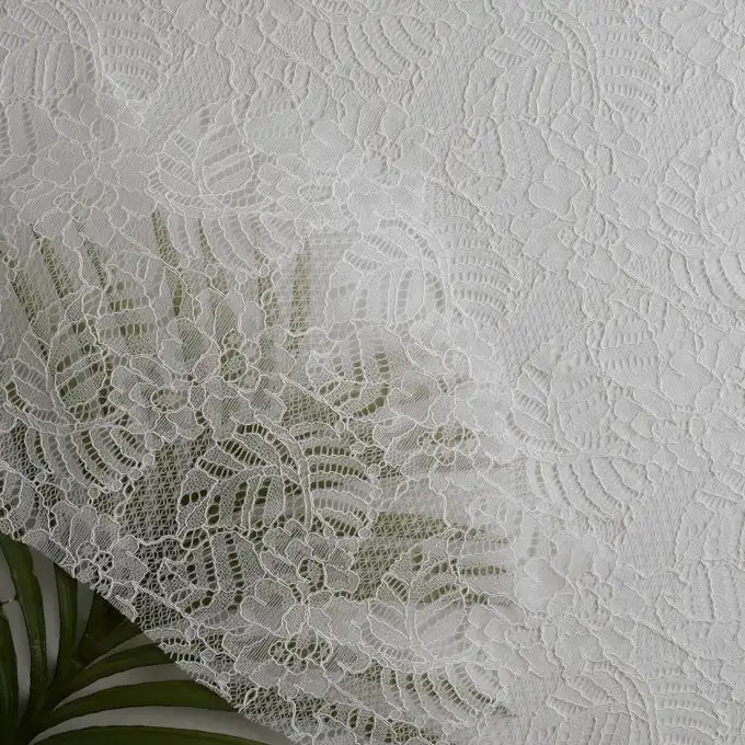 Tessuto pizzo poliestere viscosa Tropic ecru