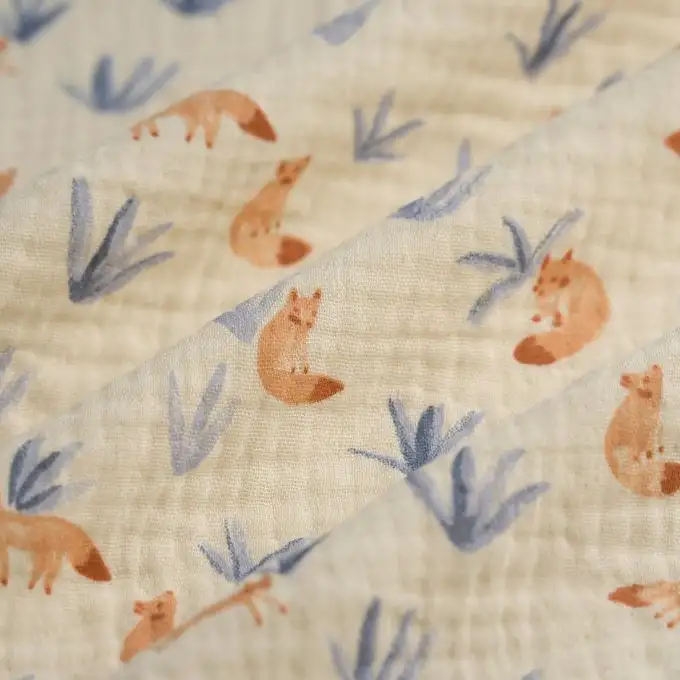 Tessuto doppio garza volpe cactus ecru