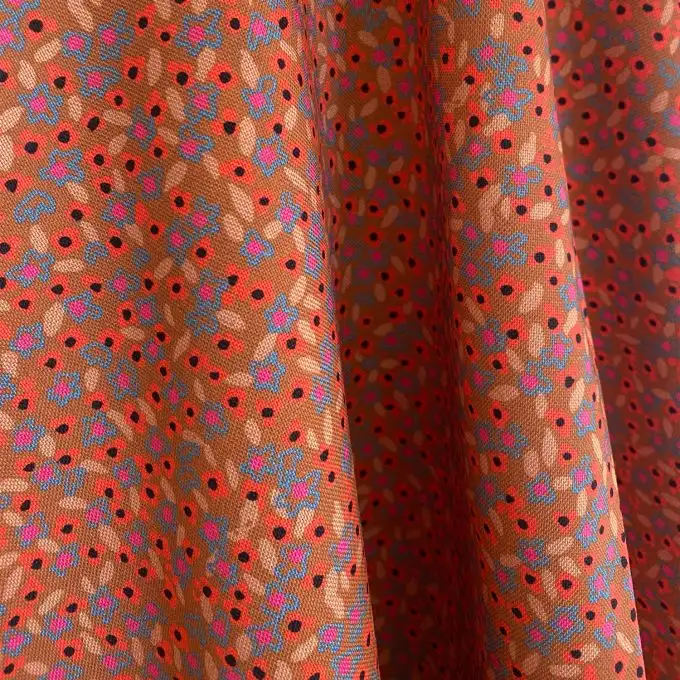 MINI FLOWERS MARRONE MAGLIA A COSTE AL METRO