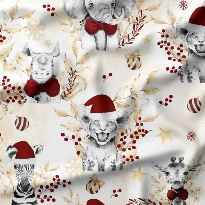 Tessuto di cotone stampato Savane di Natale – Bambini – Certificato Oeko-Tex®