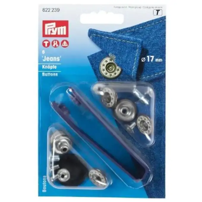 Bottoni jeans a rivetto senza cuciture stella ottone 17 mm ottone e bianco